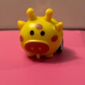 Yellow Giraffe Toy Car Keychain or bag tag